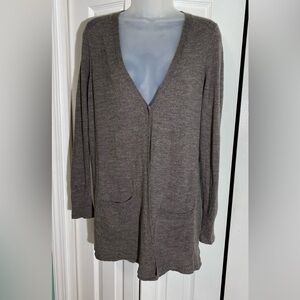 Eileen Fisher M Brown Merino Wool Pearl Button Cardigan  AA09
